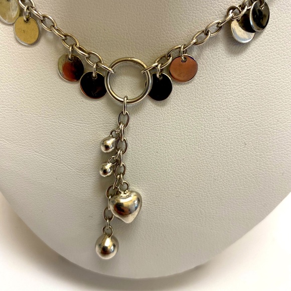 Vintage silver girls necklace, with hearts - Picture 1 of 5